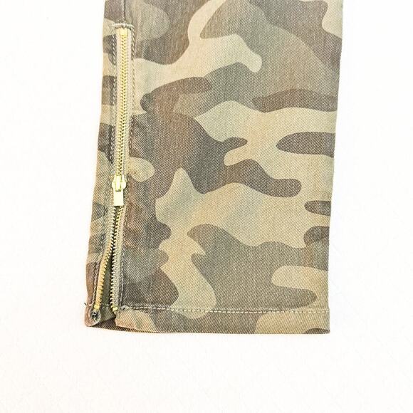 Chicos Black Label Camo Print Motorcycle Denim Midnight Moss Size 0 NWT - Picture 4 of 10